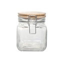 Cannister 13X10Cm Glass With Clip Top Bamboo Lid 27154