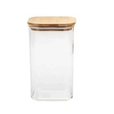 Cannister 16x8.5x8.5cm Square With Bamboo Lid Borisilicate Glass 2023-097