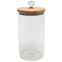 Cannister 17.5X12Cm Borisilicate Glass With Bamboo Lid And Diamante Handle 27159