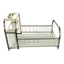 Dish Rack 41.5x27x18cm Stainless Steel With White Tray & Caddy RVT202-006