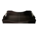 Tray 42x30x6cm Leather With Steel Handles 002