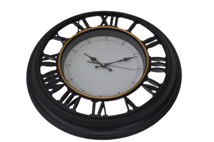 Wall Clock 49X6.5Cm Roman Numerals With Mirror Border Zx6673