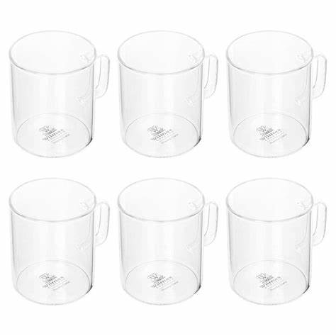 Cup 320cc 6pc Glass Bricks with Handle Line 550005