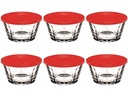 ROYAL BOWL 6PC 10X5.5CM WITH RED LIDS 53043