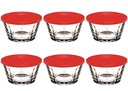 ROYAL BOWL 6PC 10X5.5CM WITH RED LIDS 53043