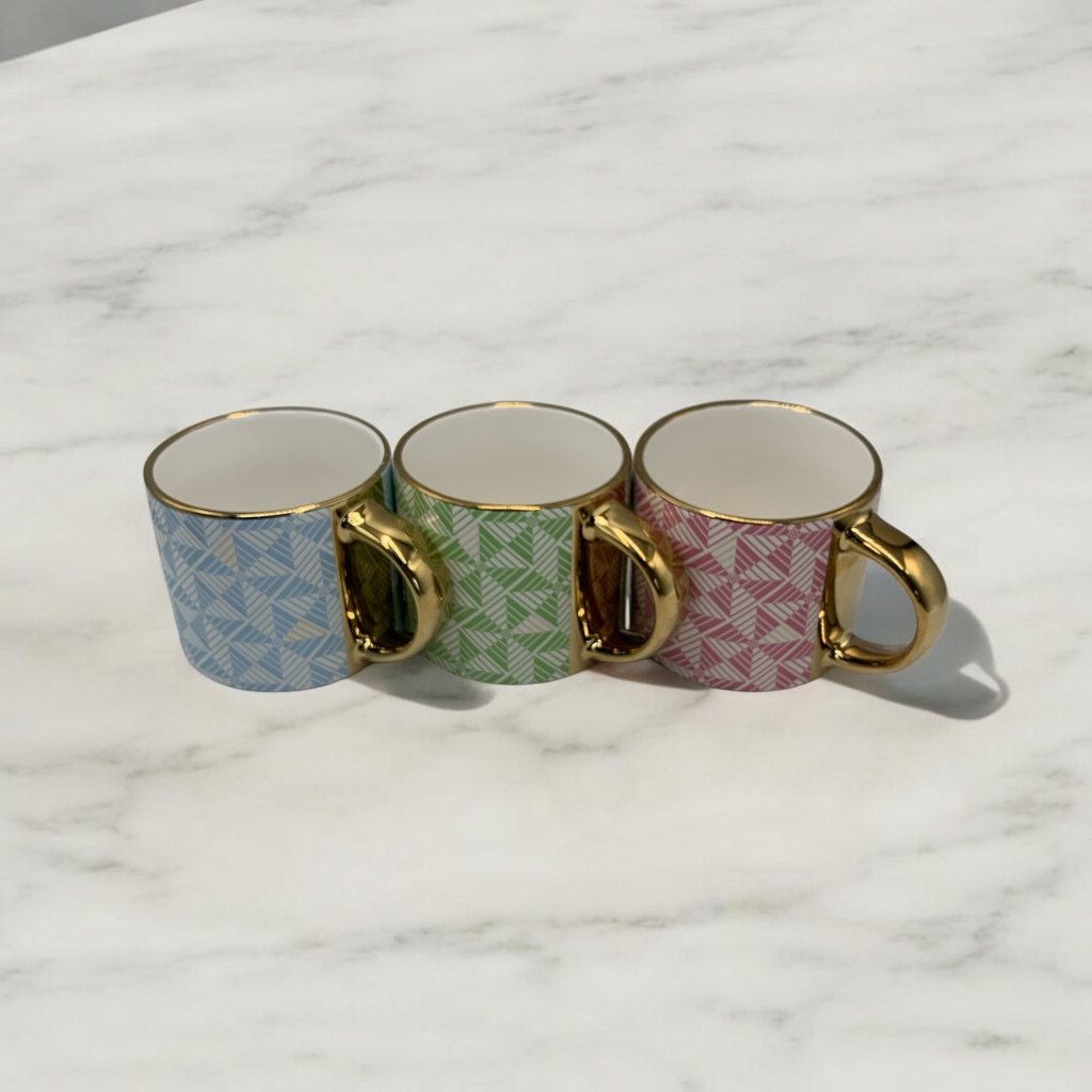 Mug 380ml Colours With Gold Rim Handle - 6025H