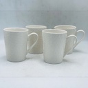 Mug Set 4pc 380ml Embossed White Porcelain Gift Pack - 1138