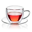 CUP AND SAUCER 220ML 2PC BOROSILICATE GLASS DOUBLE WALL 10236