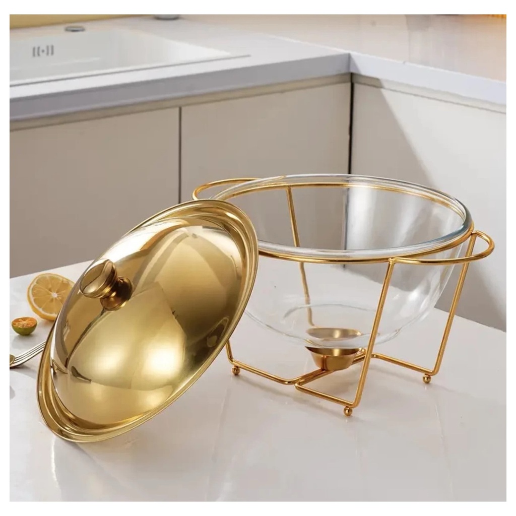 Chafing Dish 5L Round With Gold Lid with Stand