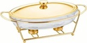 Chafing Dish 3L Oval Glass Gold Lid with Stand