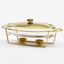 Chafing Dish 3L Oval Glass Gold Lid with Stand