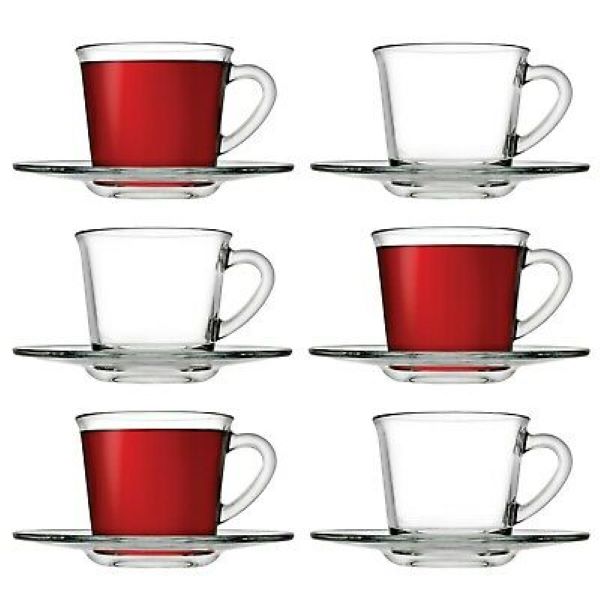 CUP AND SAUCER 190CC GLASS BASIC 96693