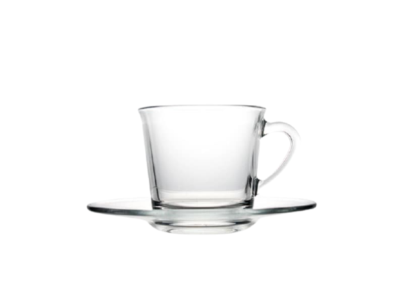 CUP AND SAUCER 190CC GLASS BASIC 96693