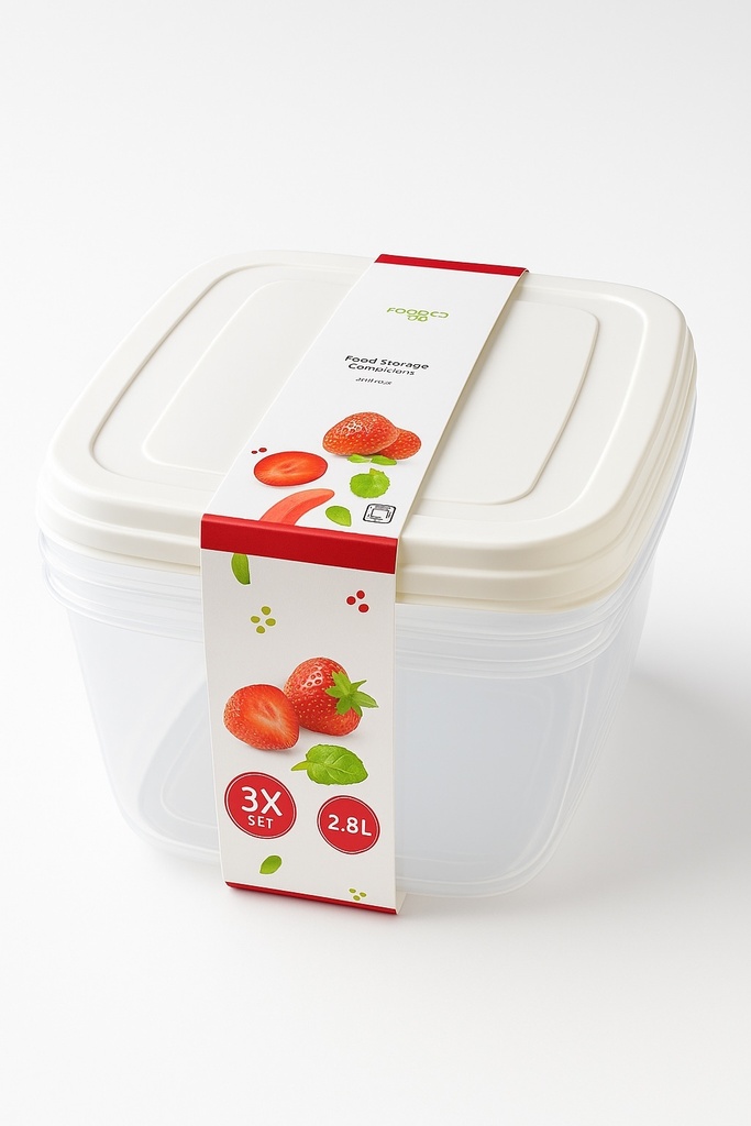 Poly Box 3pc set 22x22x9cm 2.8lt Container Plastic With Lid E-774