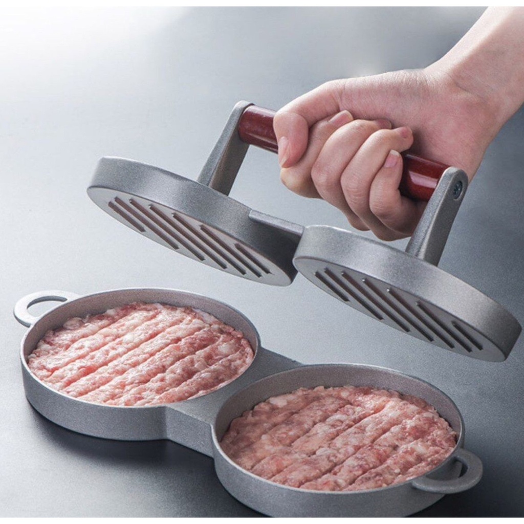 Burger Press 28x9.5cm Double Aluminum Wooden Handle ZX-172
