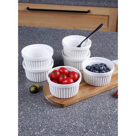 RAMEKIN 10X5CM 6PC SET WHITE PORCELAIN 12411