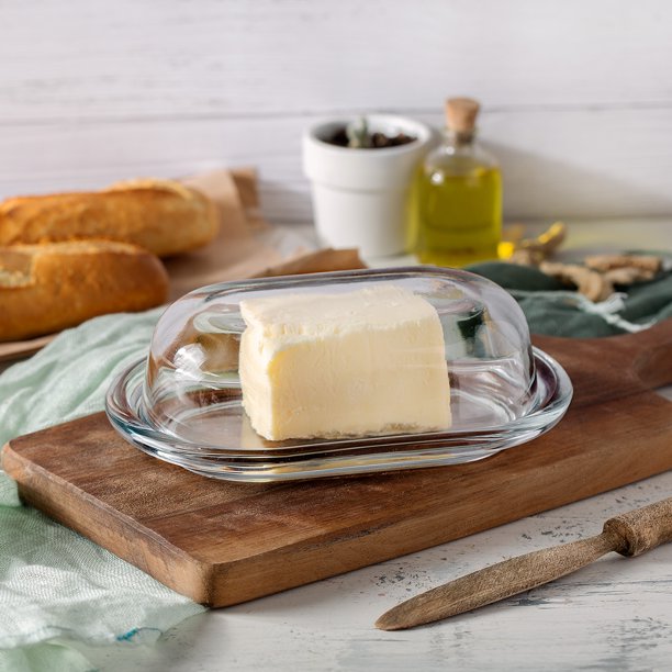 BUTTER DISH 19.5X13X7CM GLASS CLEAR RVT626-KITCHEN ESSENTIALS