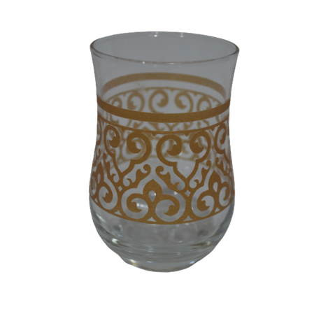 TUMBLER 250ML 11X6.5CM TURKISH TEA STYLE WITH GOLD DECAL 40438