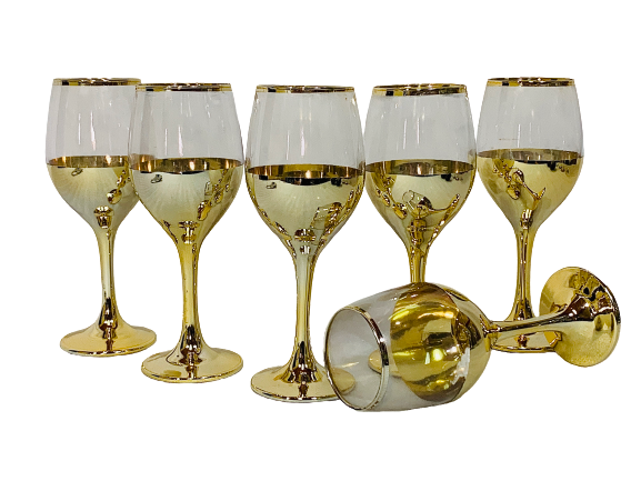 WINE GOBLET 6PC 310ML HALF COLOURED RVT358