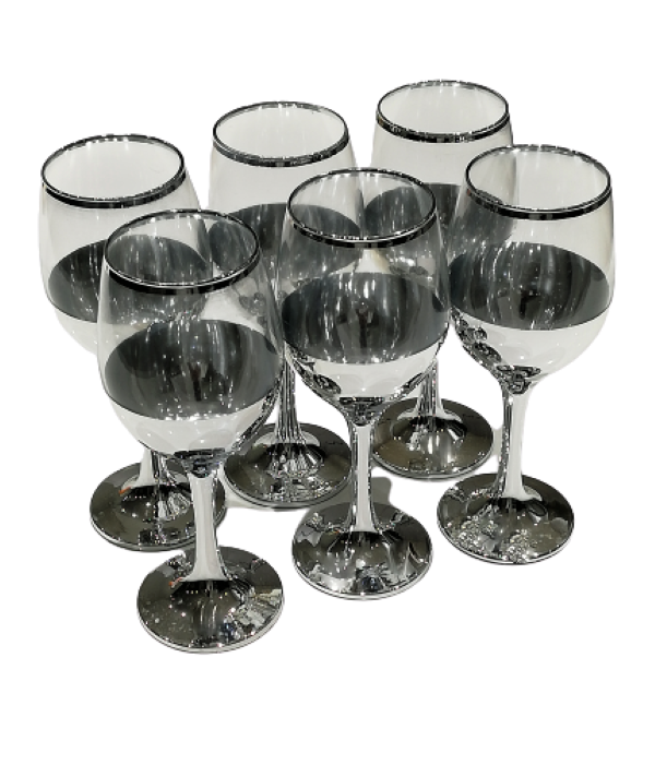 WINE GOBLET 6PC 310ML SILVER BASEANDRIM RVT590 