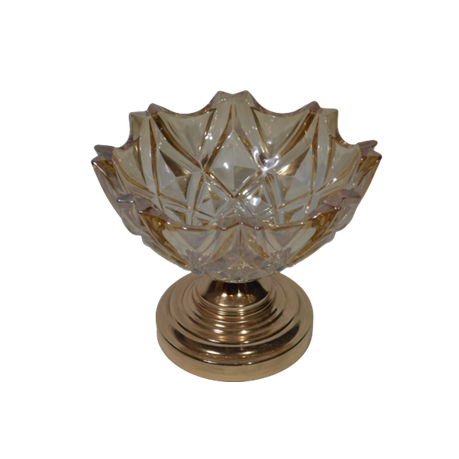 FOOTED BOWL 20X24CM GLASS GOLD RVT405