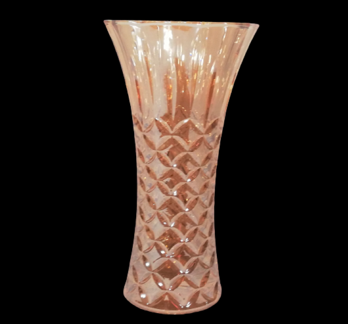 GLASS VASE 29.4CM D/PATTERN GOLD RVT386