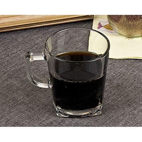 MUG 240ML 6PC SET SQUARE CLEAR GLASS RVT22-009  