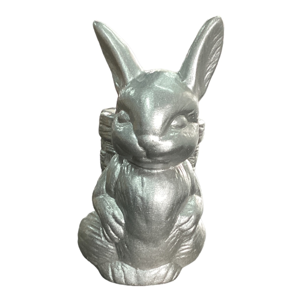 Decor Ornament AC 14x11xcm Bunny With Basket on Back-Metallic