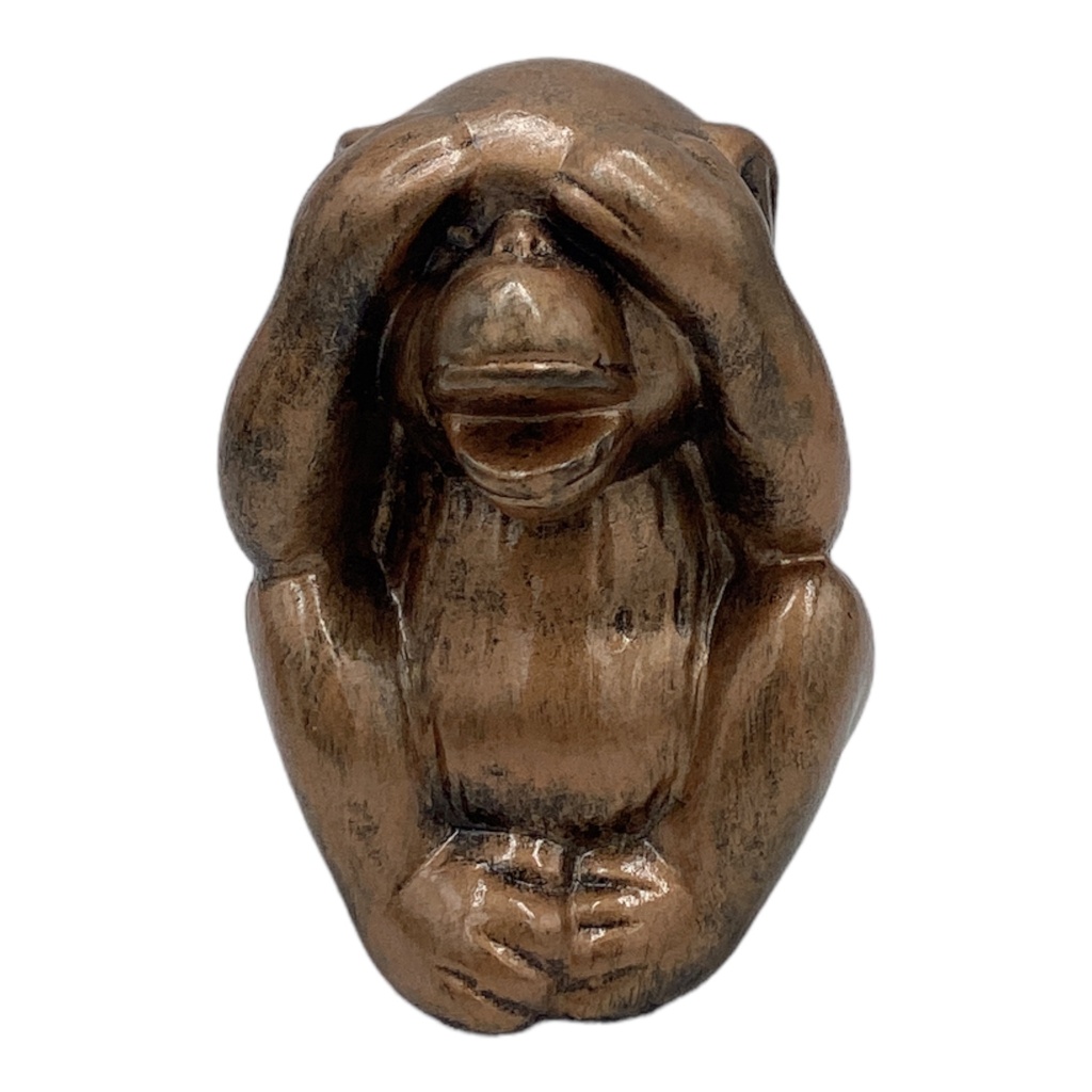 Decor Ornament 12x9x7cm Monkey See No Evil-Metallic