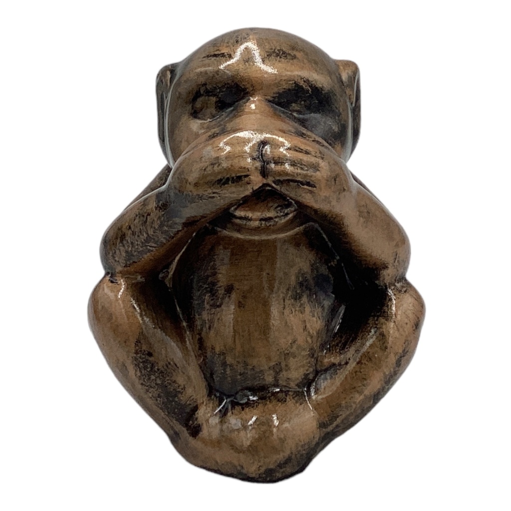 Decor Ornament 12x9x7cm Monkey Speak No Evil-Metallic