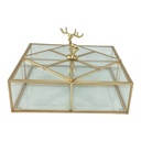 Storage Box 22x22x6cm Gold Frame With Glass & Lid-RVT2023-281