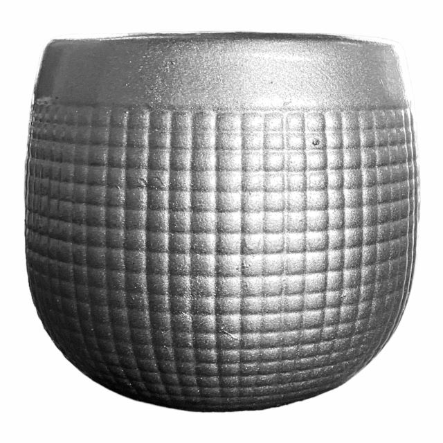 Planter AC 13x13cm Round Gingham Grooved-Metallic