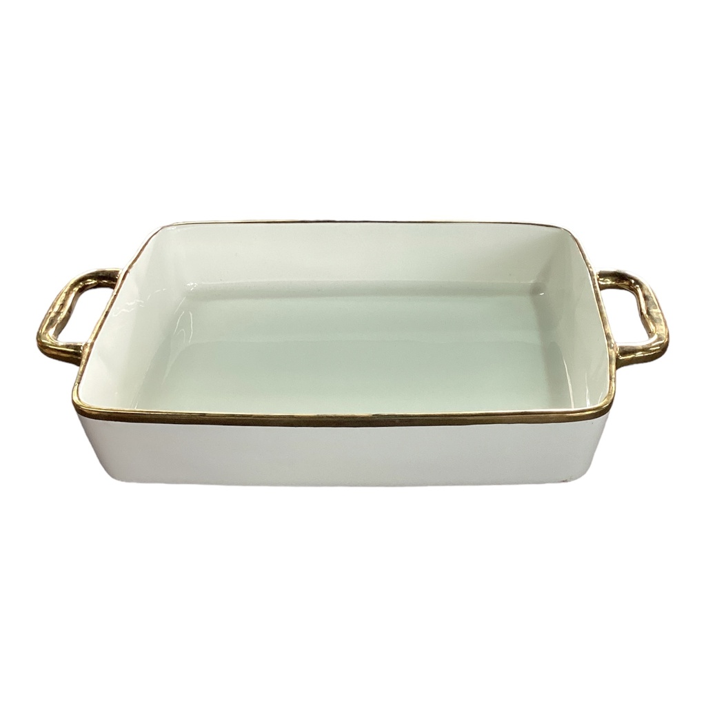 Casserole 41.5x26x6.5cm With Handles & Gold Border 237-577