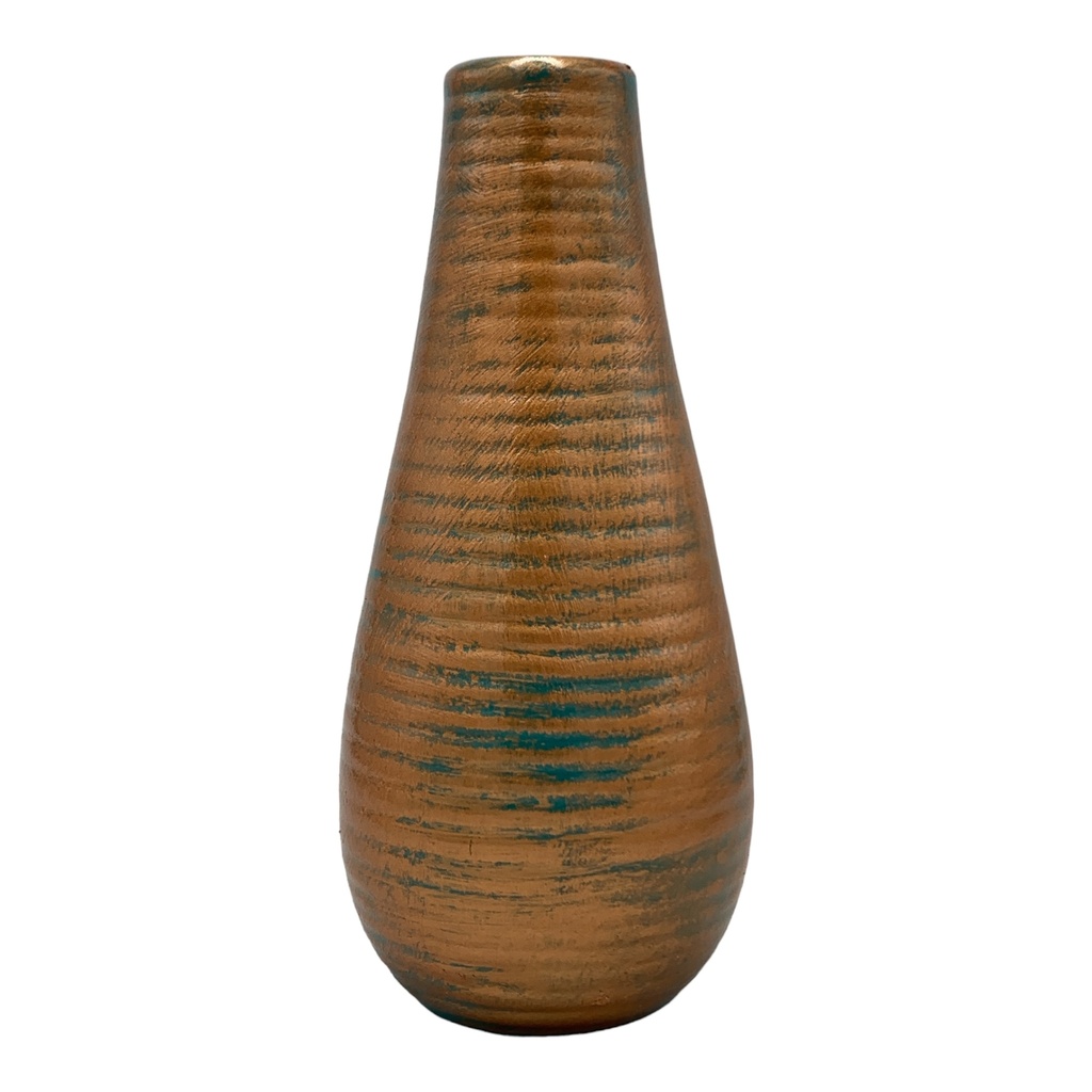 Vase AC 22cm Ribbed Bud-Metallic