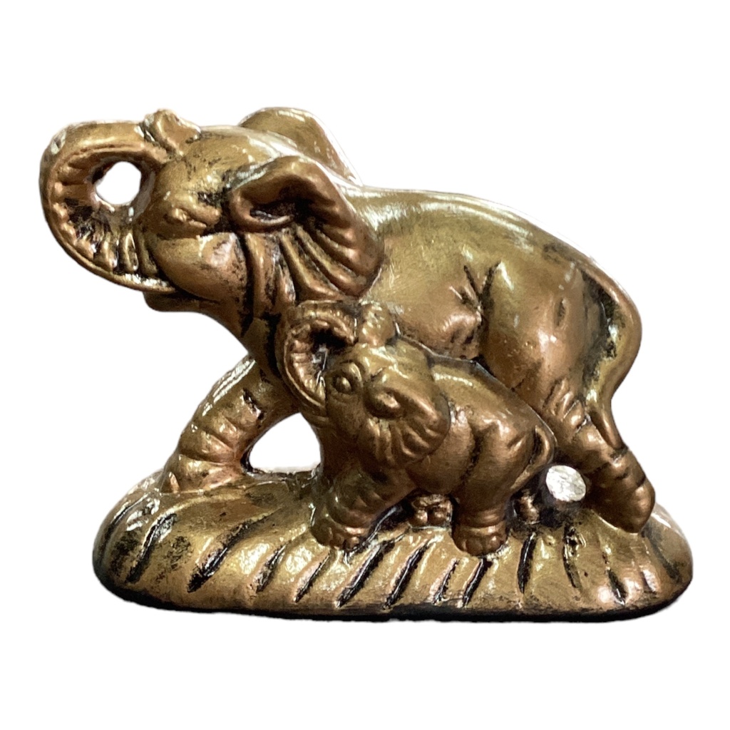 Decor Ornament 12x15cm Elephant With Calf-Metallic