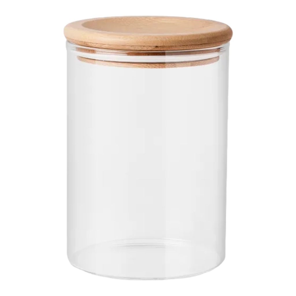 Canister 15.5x10cm Borosilicate Glass With Bamboo Lid-LXL-436