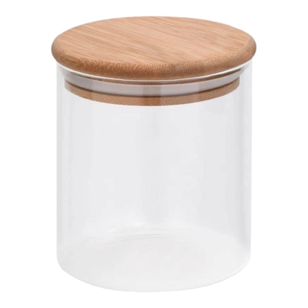 Canister 8.5x8cm Borosilicate Glass With Bamboo Lid-LXL-434