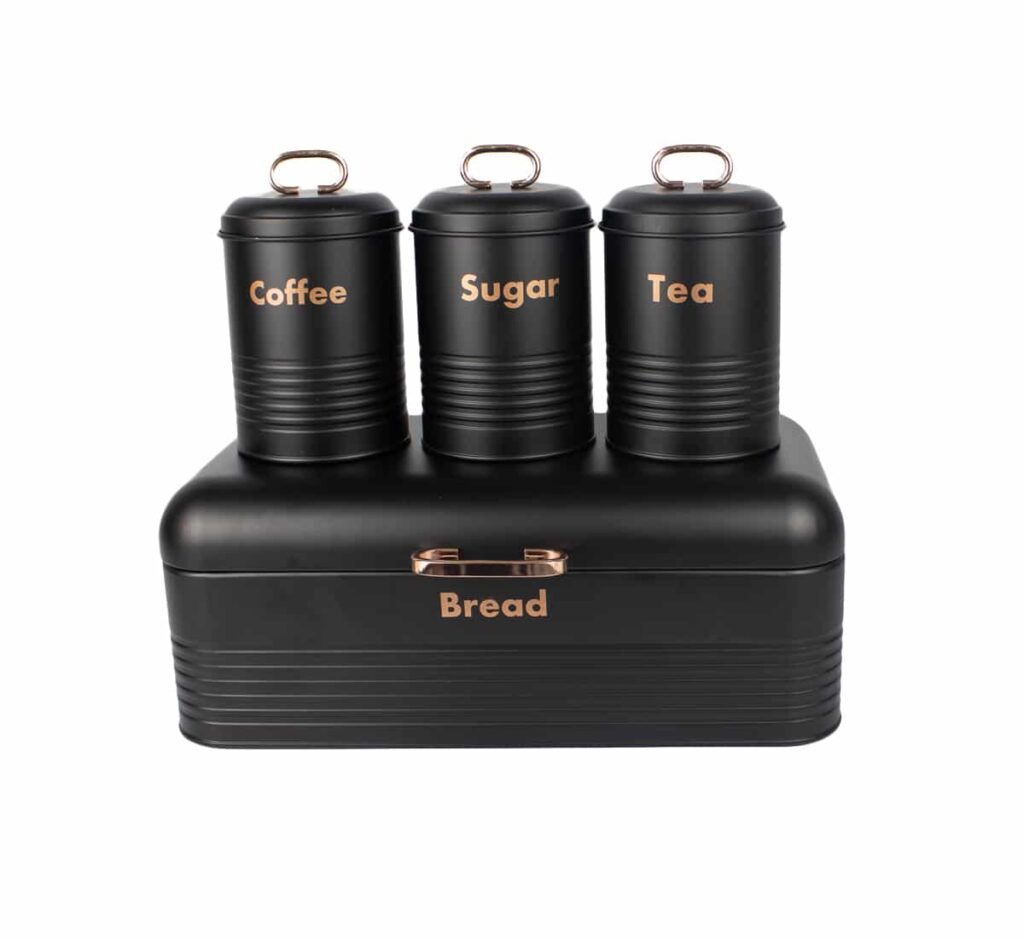 Bread Bin & Canister Set 4pc Grooved RHW-280