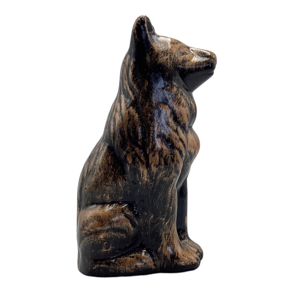 Decor Ornament 19x8x9cm Sitting Wolf-Metallic