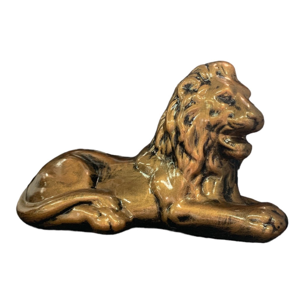 Decor Ornament 14x20x10cm Laying Lion-Metallic