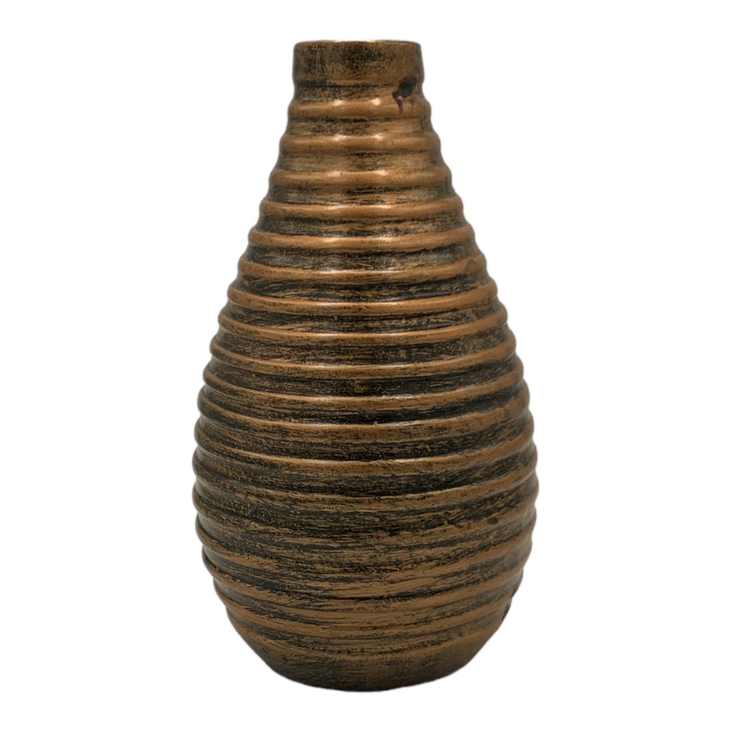 Vase AC 24x13cm Ribbed Bud-Metallic