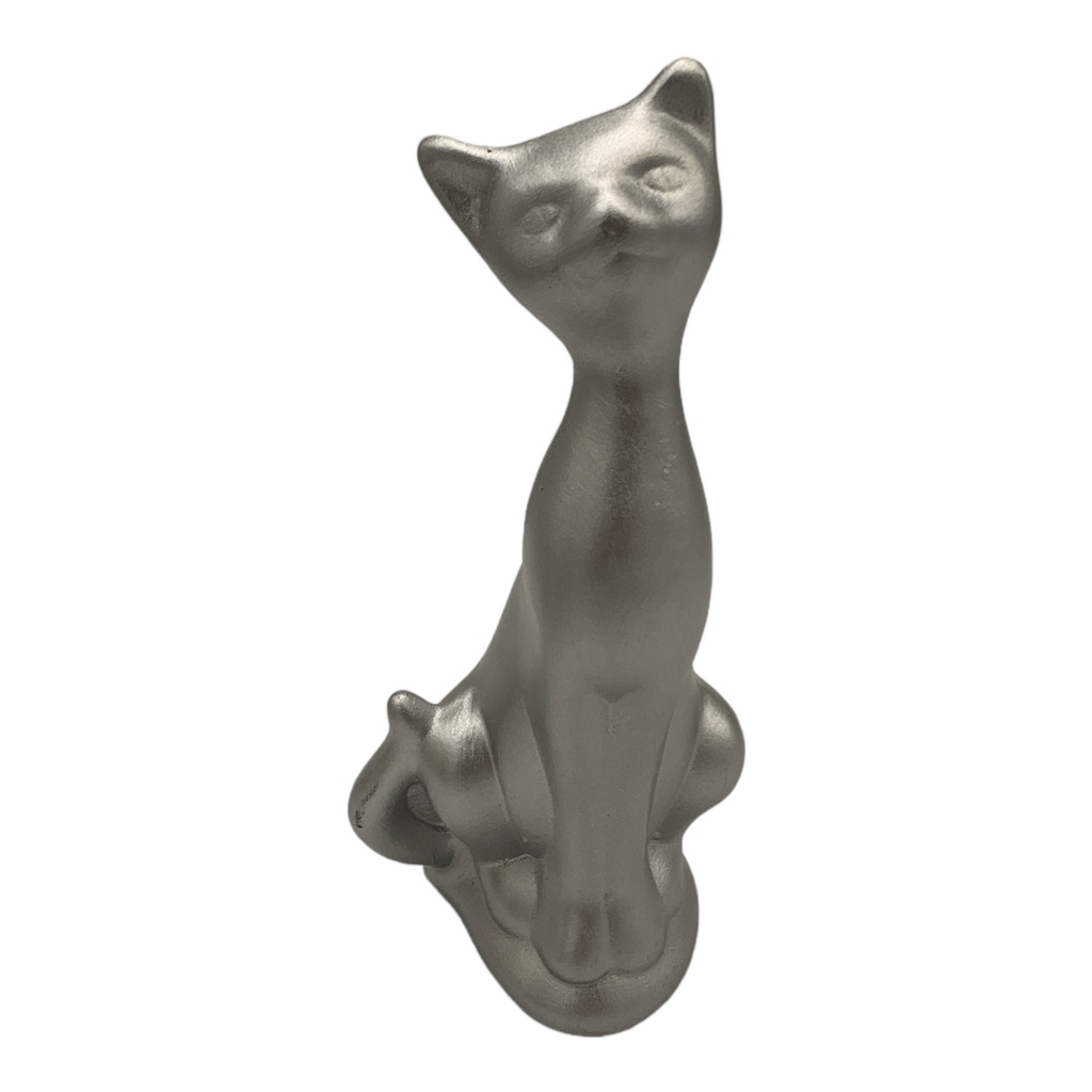 Decor Ornament 19x9x7cm Cat Sitting-Metalic