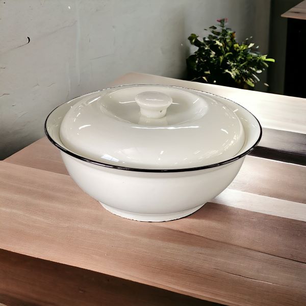 Casserole 25x12cm Porcelain with Lid Blk Rim ZLF-2023-147