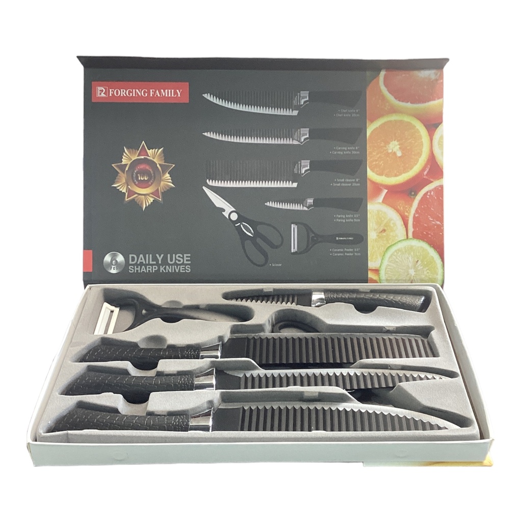 Knife Set 6 Pcs With Black Soft Touch Handles FEI-164