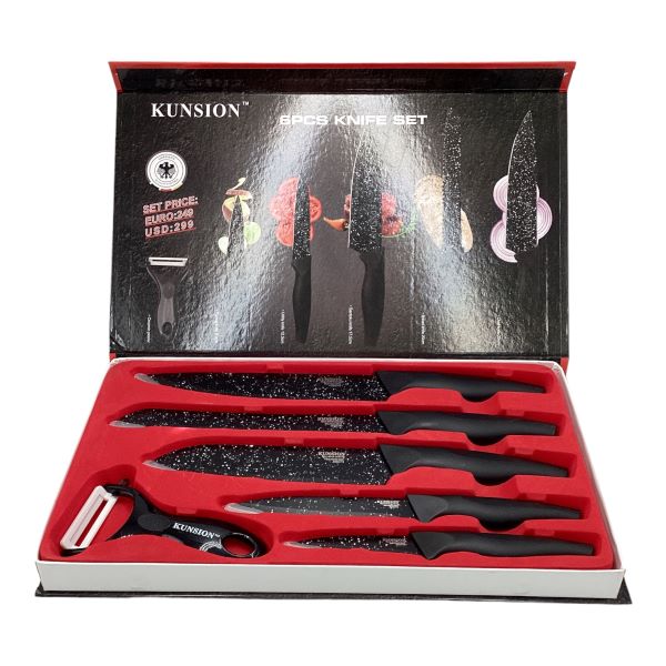 Knife Set 6 Pcs With Black Ergonomic Handles FEI-161