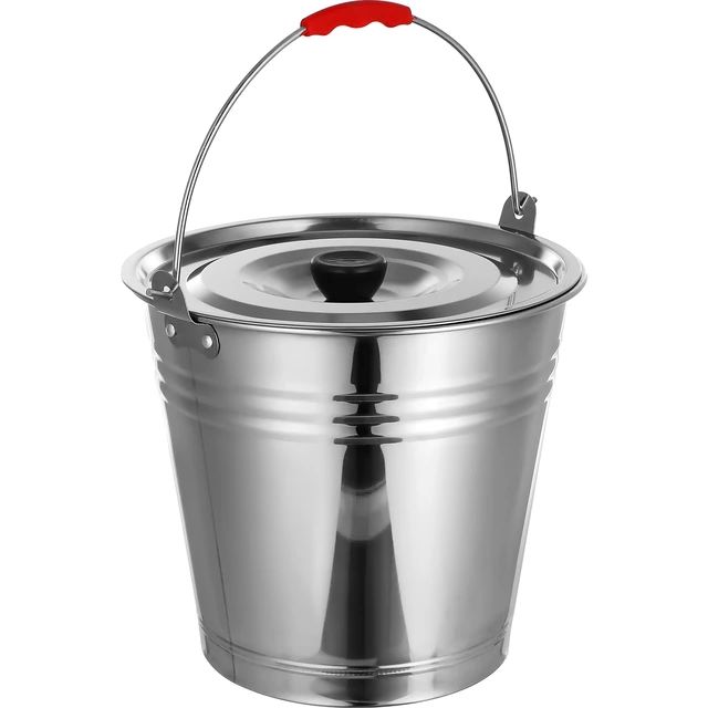 [SS468] Bucket 10L 26X29Cm With Lid Stainless St