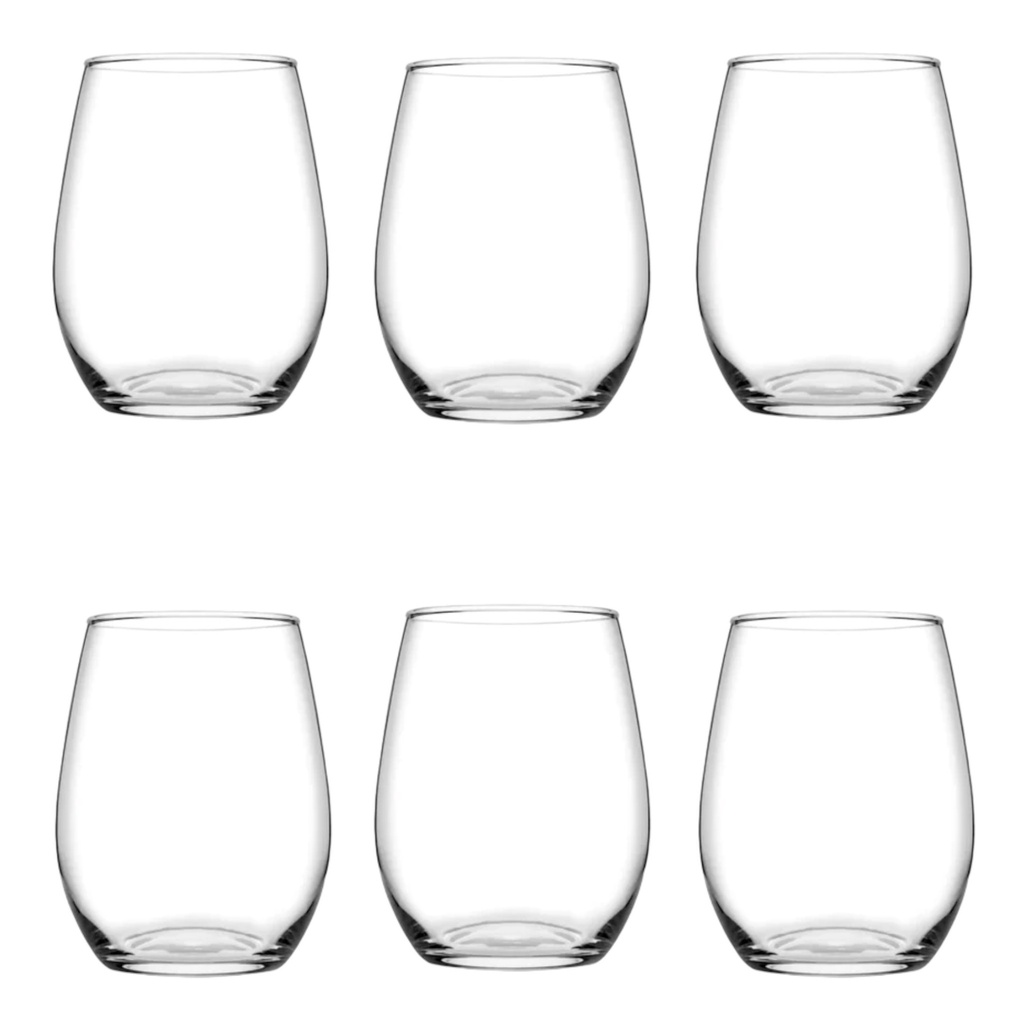 Amber Wine Glass 6pc 570ml Stemless Glass 420725