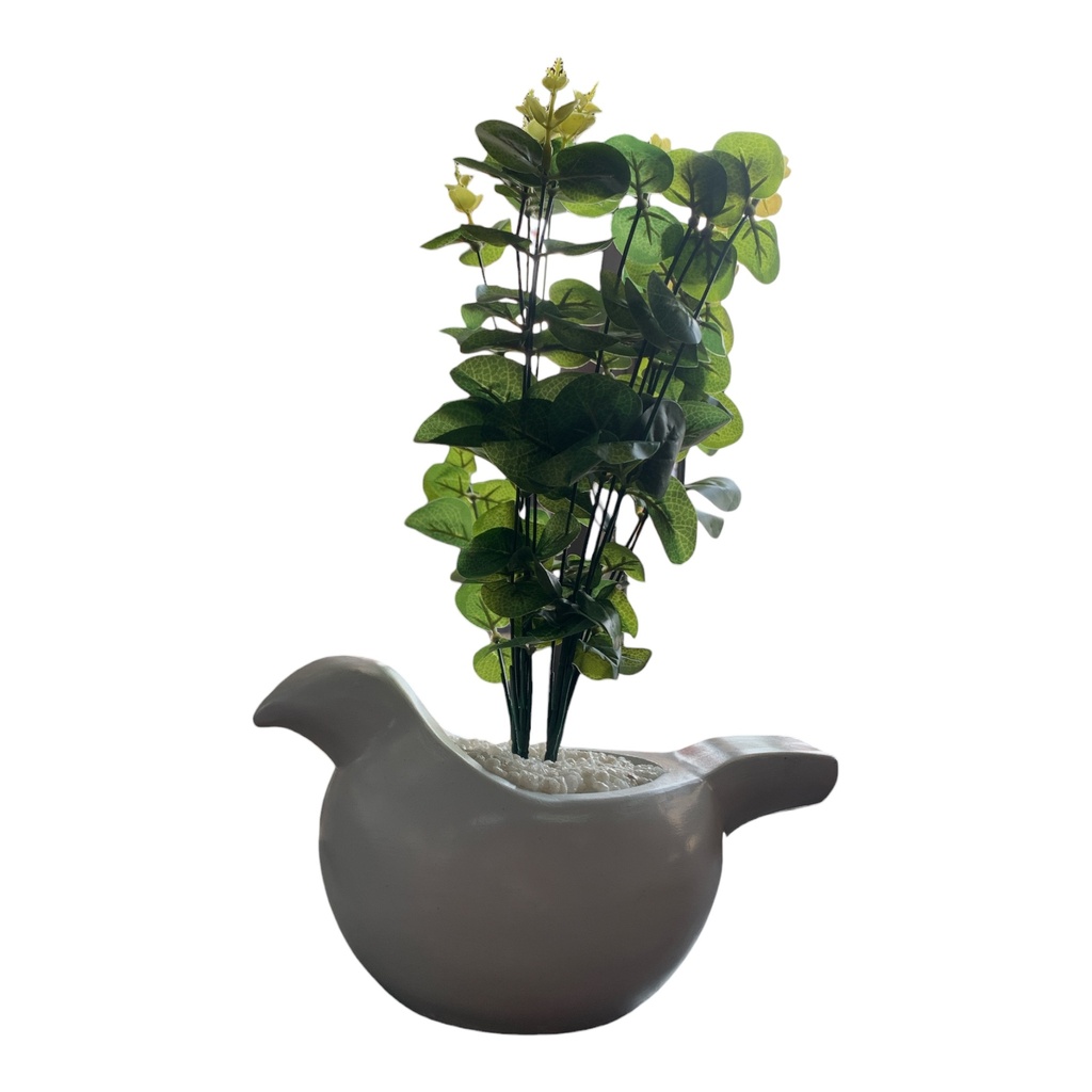 Decor Ornament 34x14x15cm Bird Bowl With Plant