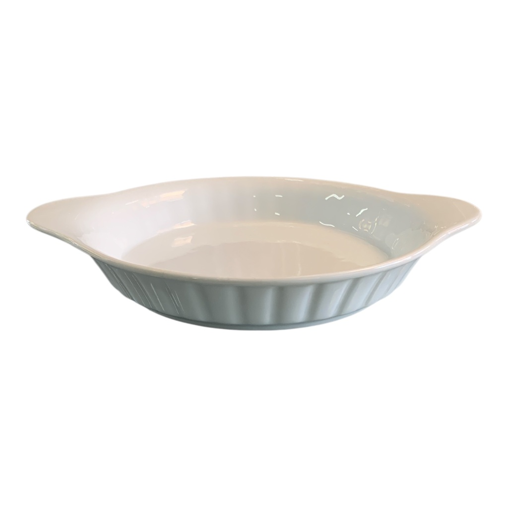 Dish 20x3.5cm Round With Handles Fluted Outer Porcelain ZLF-R002