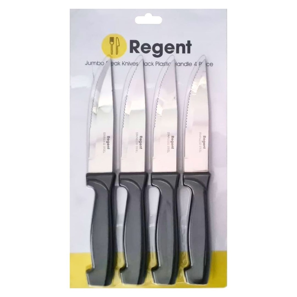 Steak Knife 4pc Jumbo With Black Handle Regent 21326